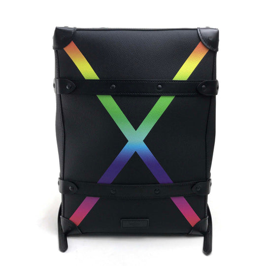 LOUIS VUITTON Backpack M30337 Taiga Leather black taiga rainbow Soft Trunk Backpack PM mens Used Authentic