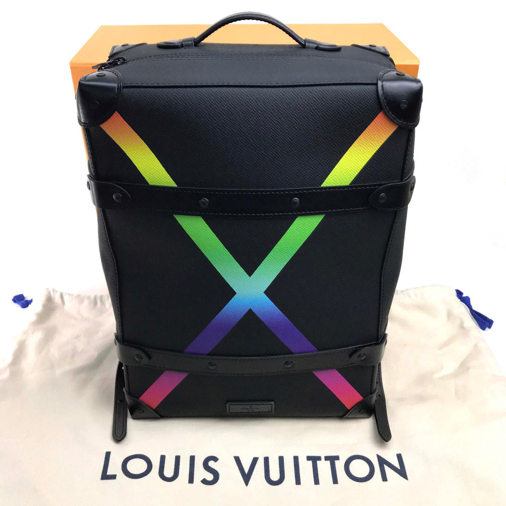 LOUIS VUITTON Backpack M30337 Taiga Leather black taiga rainbow Soft Trunk Backpack PM mens Used Authentic