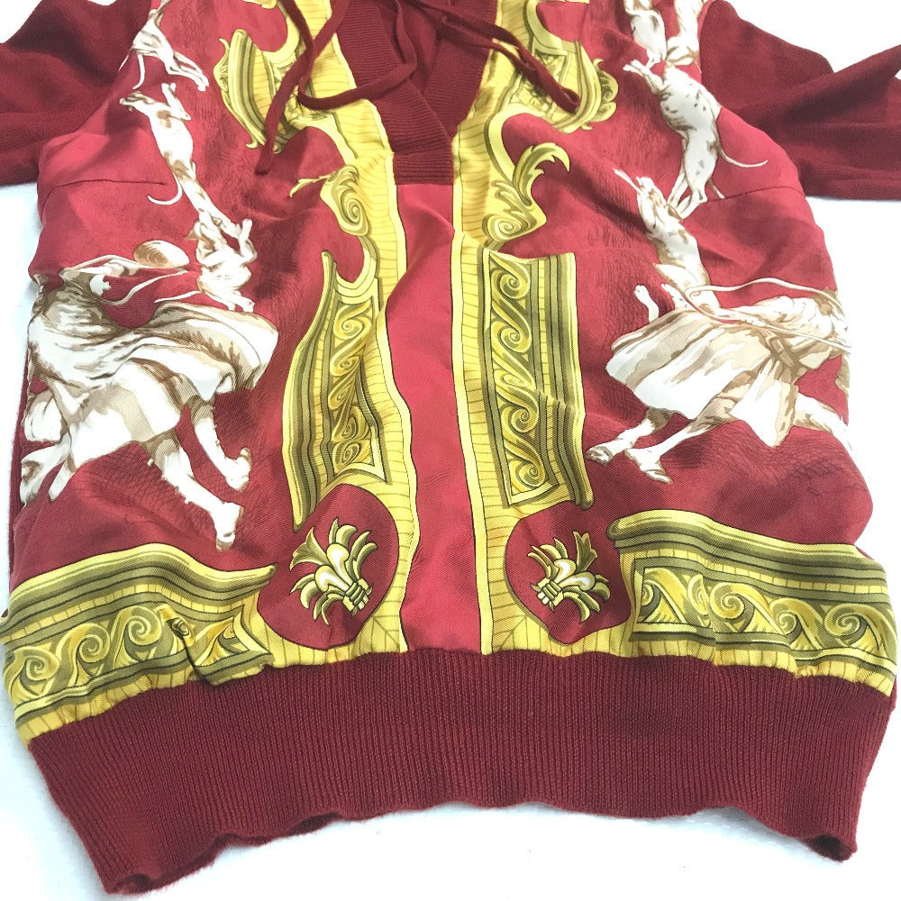 HERMES knit cashmere Red x yellow Tops shirt All-over print with hood Women 36 Used Authentic