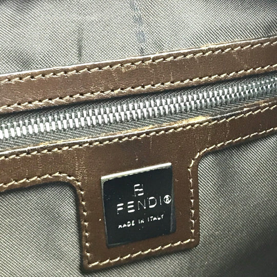 FENDI Handbag Canvas / leather Brown Zucca FF pattern Women Used Authentic