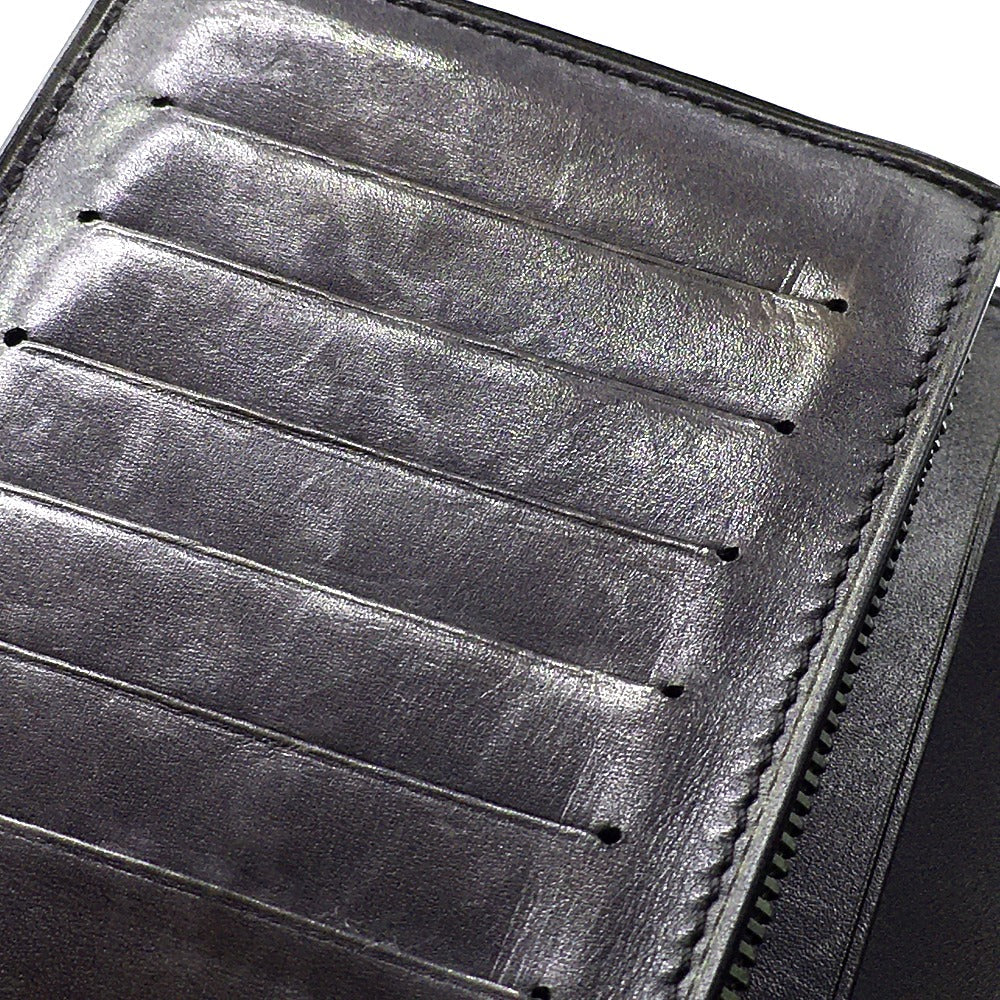 Berluti Folded wallet leather Dark purple typex black calligraphy Ebene mens Used Authentic