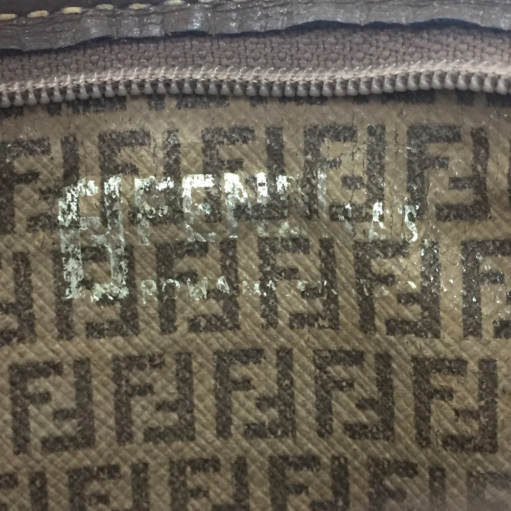 FENDI Shoulder Bag Plastics/Leather Brown Crossbody FF Zucca Pattern Women Used Authentic