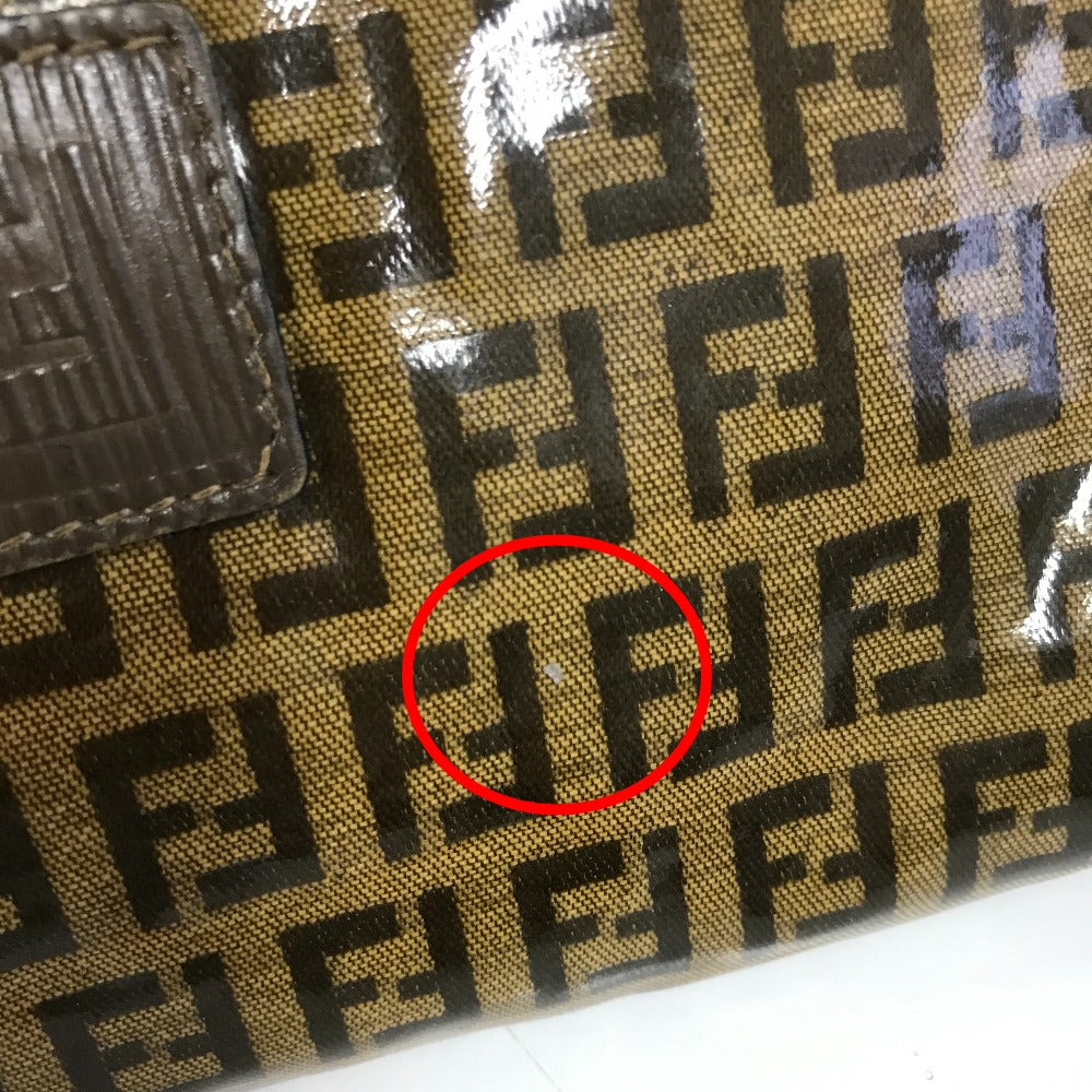 FENDI Shoulder Bag Plastics/Leather Brown Crossbody FF Zucca Pattern Women Used Authentic