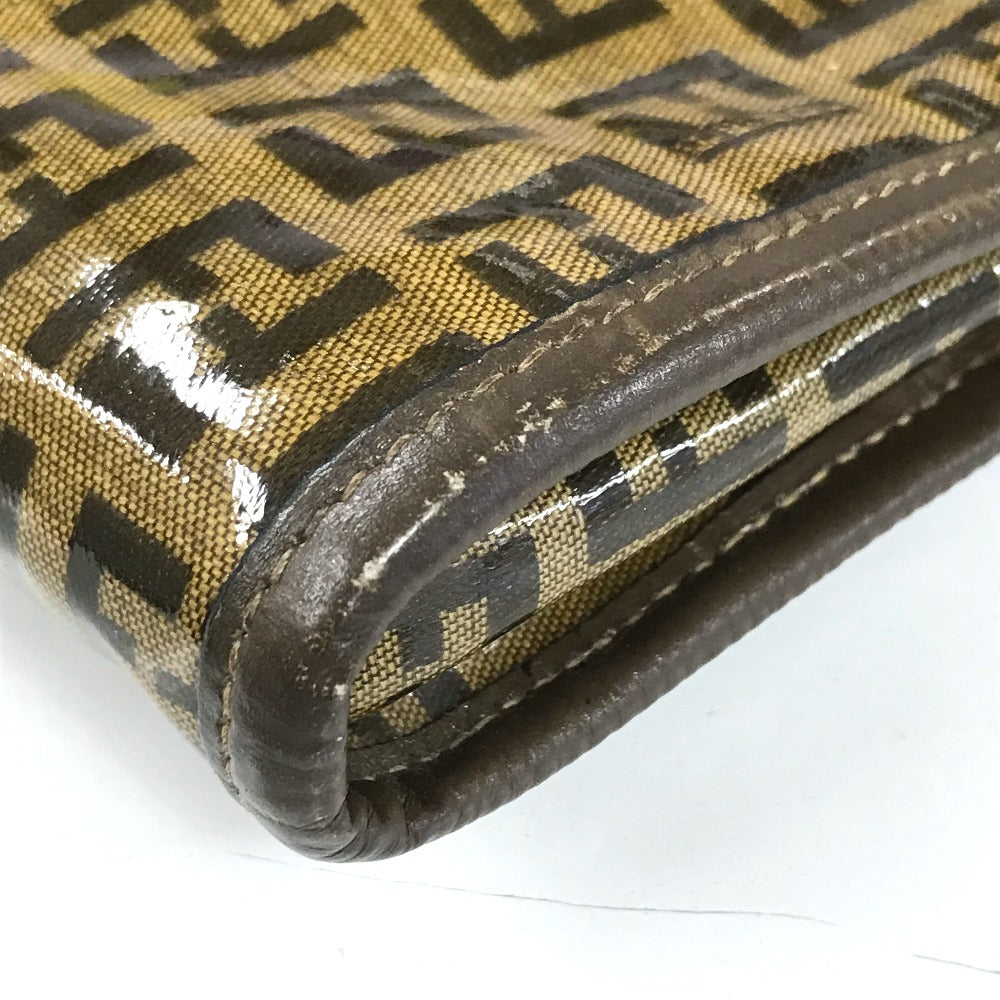 FENDI Shoulder Bag Plastics/Leather Brown Crossbody FF Zucca Pattern Women Used Authentic