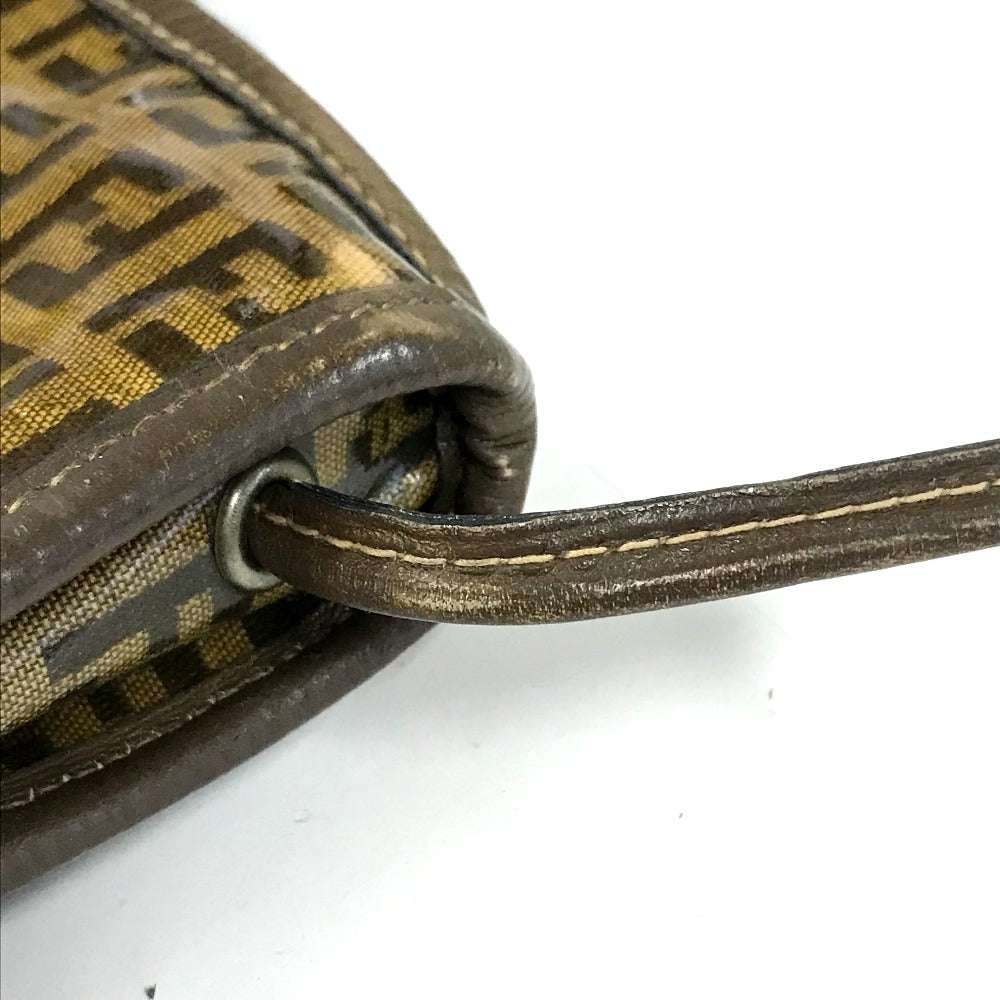 FENDI Shoulder Bag Plastics/Leather Brown Crossbody FF Zucca Pattern Women Used Authentic