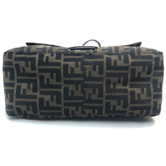 FENDI Shoulder Bag Canvas / leather Brown Zucca FF pattern Mamma Bucket Women Used Authentic