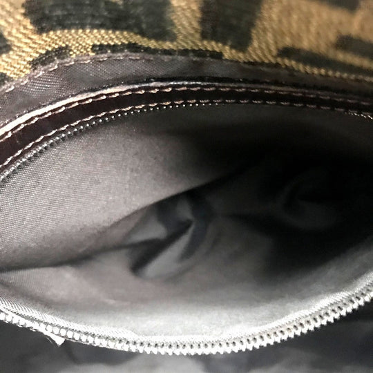 FENDI Shoulder Bag Canvas / leather Brown Zucca FF pattern Mamma Bucket Women Used Authentic