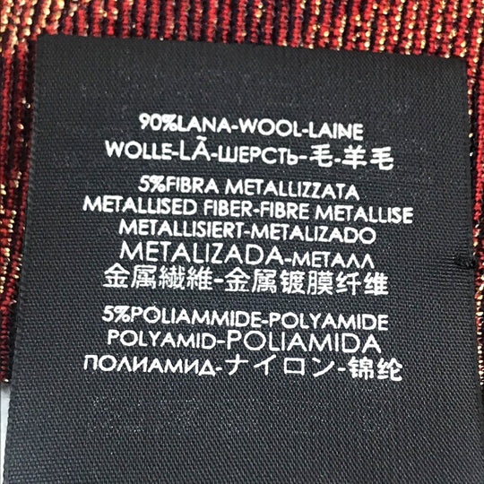 GUCCI Scarf wool Navy x Gold x Red V line mens Used Authentic