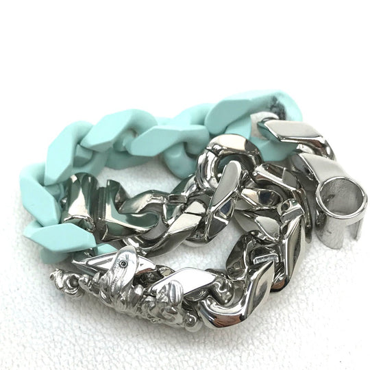 LOUIS VUITTON bracelet MP2630 ceramic Pastel green type Bracelet LV Sculpture Chain Women L Used Authentic