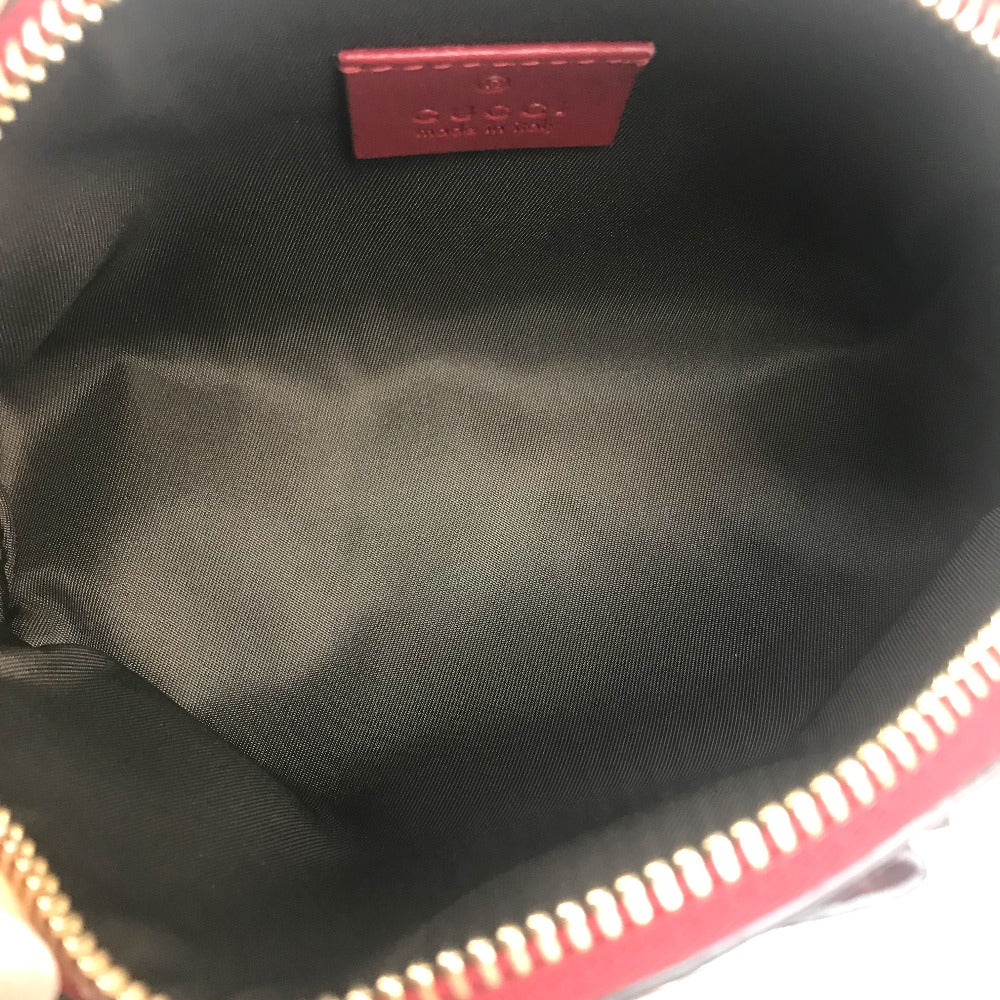 GUCCI Cosmetics Pouch 431409 leather Red Makeup pouch Cosmetic pouch Gucci Shima Ribbon Women Used Authentic