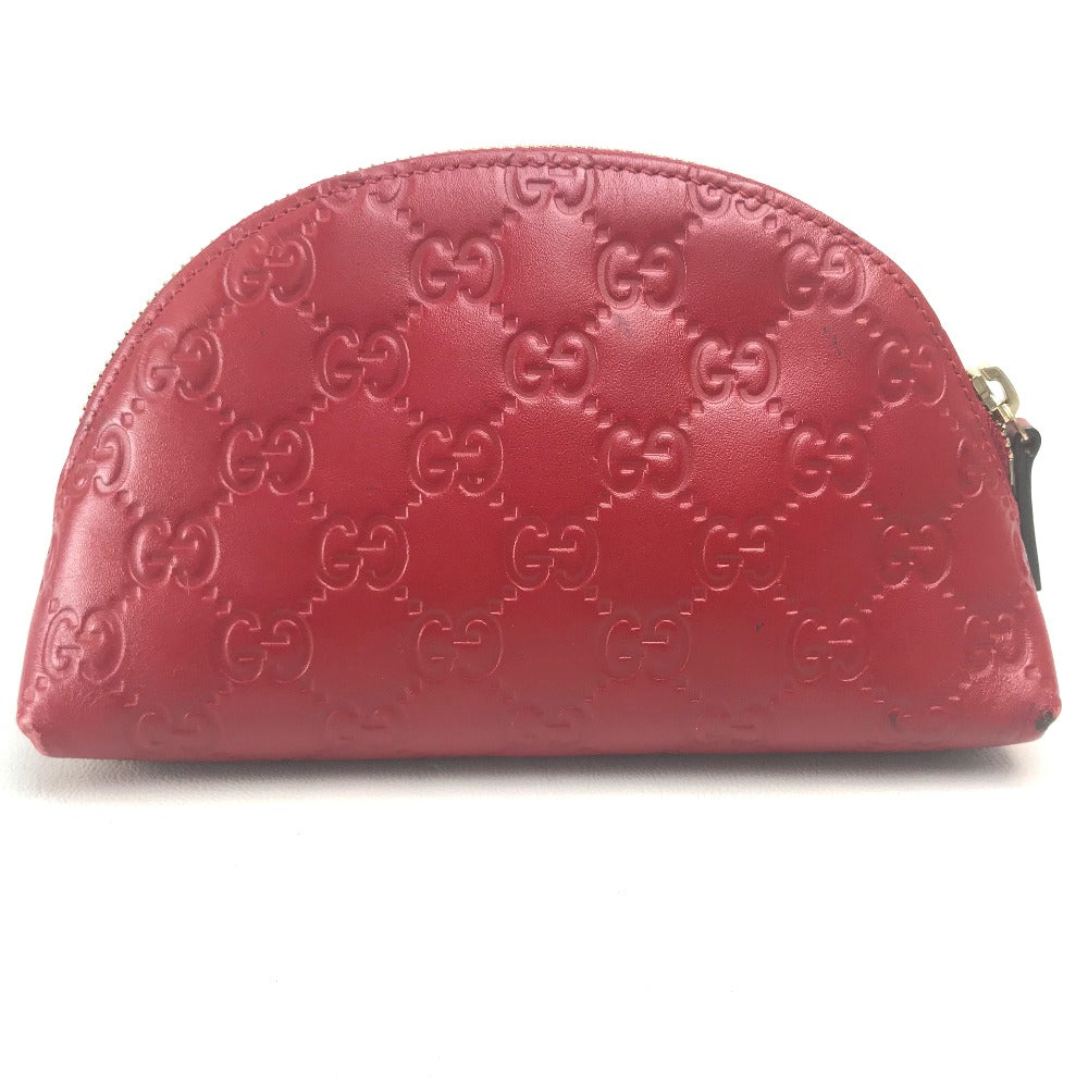 GUCCI Cosmetics Pouch 431409 leather Red Makeup pouch Cosmetic pouch Gucci Shima Ribbon Women Used Authentic