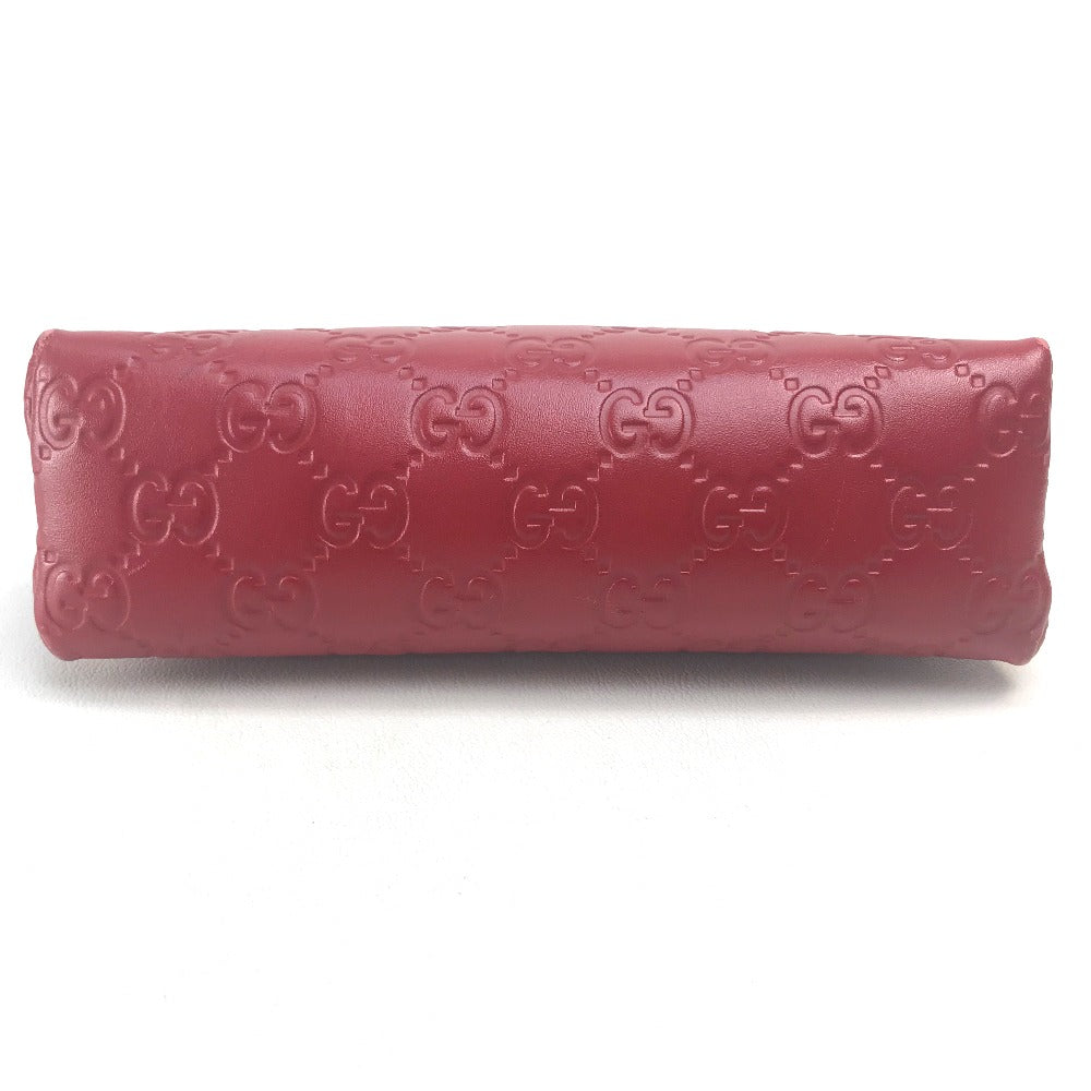 GUCCI Cosmetics Pouch 431409 leather Red Makeup pouch Cosmetic pouch Gucci Shima Ribbon Women Used Authentic
