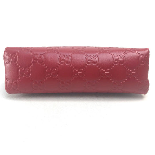 GUCCI Cosmetics Pouch 431409 leather Red Makeup pouch Cosmetic pouch Gucci Shima Ribbon Women Used Authentic