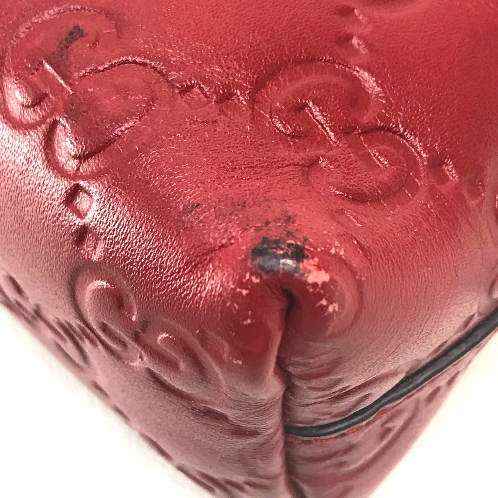 GUCCI Cosmetics Pouch 431409 leather Red Makeup pouch Cosmetic pouch Gucci Shima Ribbon Women Used Authentic