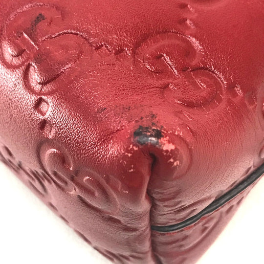GUCCI Cosmetics Pouch 431409 leather Red Makeup pouch Cosmetic pouch Gucci Shima Ribbon Women Used Authentic
