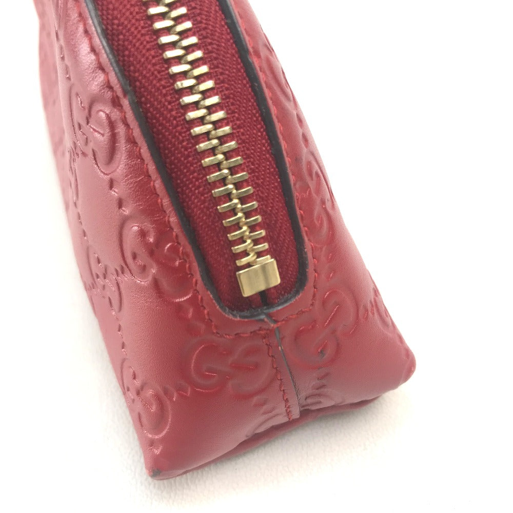 GUCCI Cosmetics Pouch 431409 leather Red Makeup pouch Cosmetic pouch Gucci Shima Ribbon Women Used Authentic