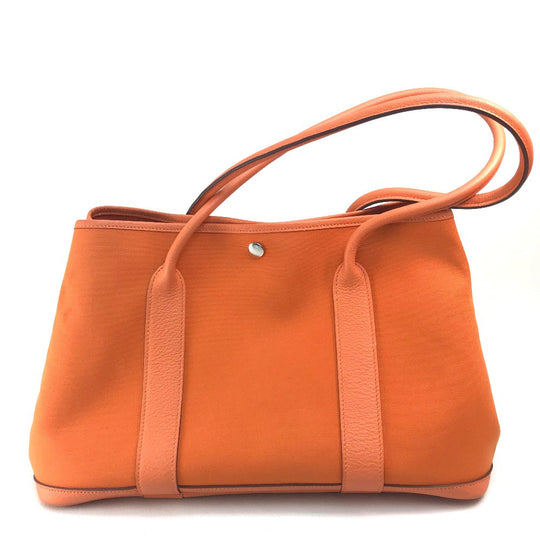 HERMES Tote Bag Towar Office / Leather Orange Garden party PM Women Used Authentic
