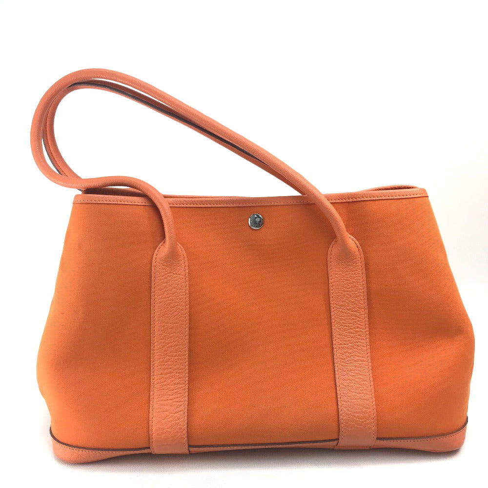 HERMES Tote Bag Towar Office / Leather Orange Garden party PM Women Used Authentic