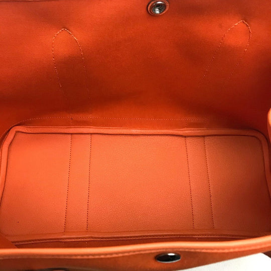 HERMES Tote Bag Towar Office / Leather Orange Garden party PM Women Used Authentic