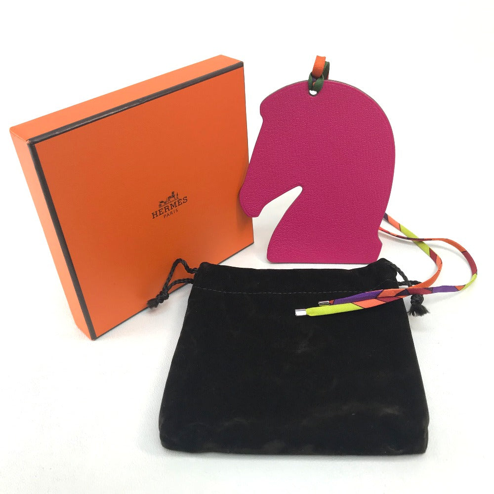 HERMES charm Chevre / Silk Pink purple / orange Samarkand Women Used Authentic
