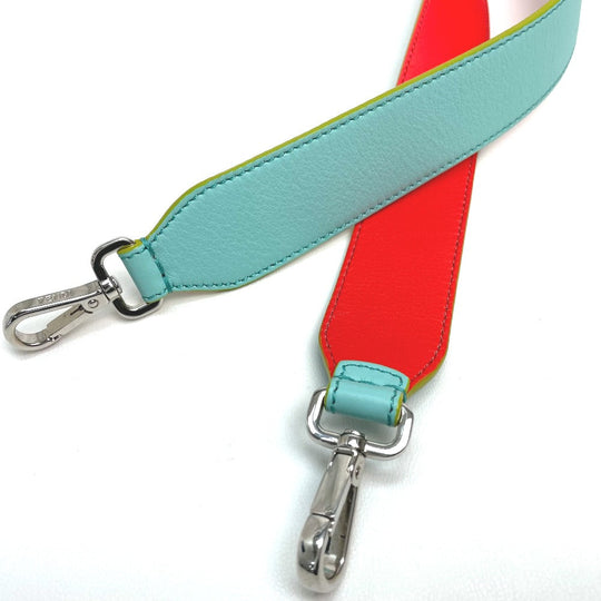 FENDI Shoulder strap leather Light blue x orange x yellow By color Strap you Women Used Authentic