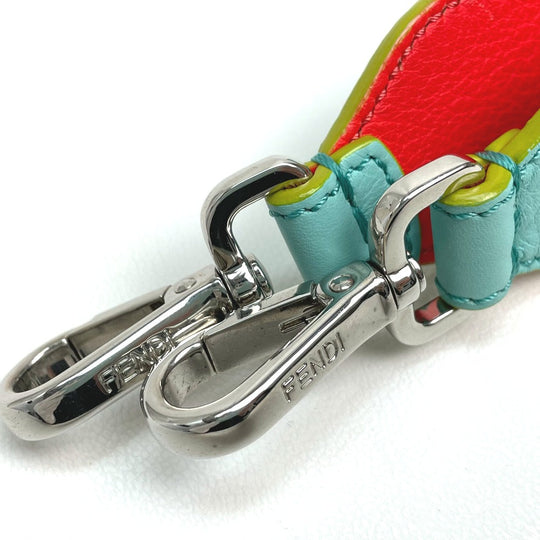 FENDI Shoulder strap leather Light blue x orange x yellow By color Strap you Women Used Authentic