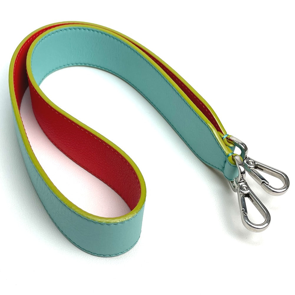 FENDI Shoulder strap leather Light blue x orange x yellow By color Strap you Women Used Authentic