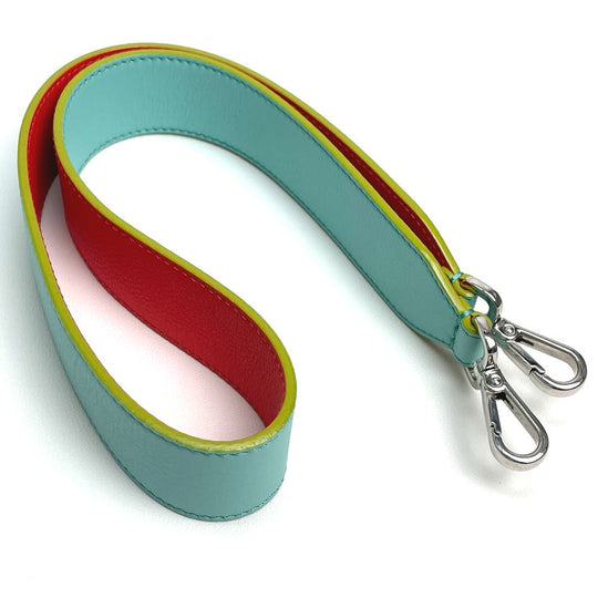 FENDI Shoulder strap leather Light blue x orange x yellow By color Strap you Women Used Authentic