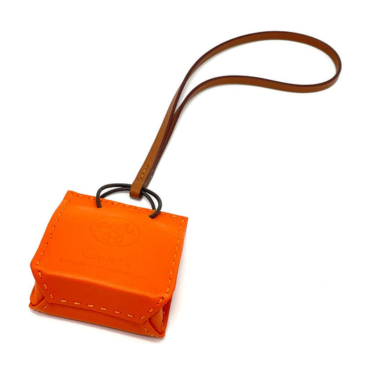 HERMES charm Anjou Miro, Swift, Silver Orange Shopper charm Sac Orange Women Used Authentic