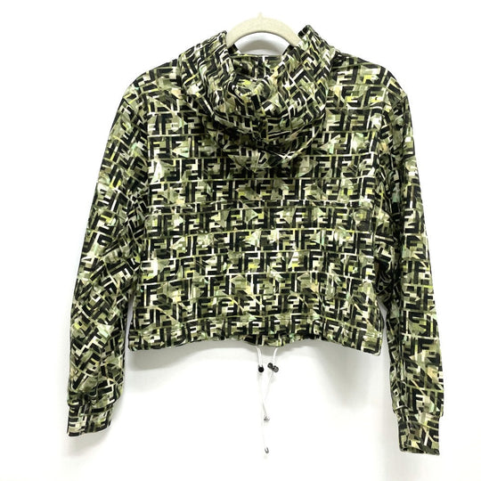 FENDI Hoodie FS7035 cotton green FF Zucca pullover Women XXS Used Authentic