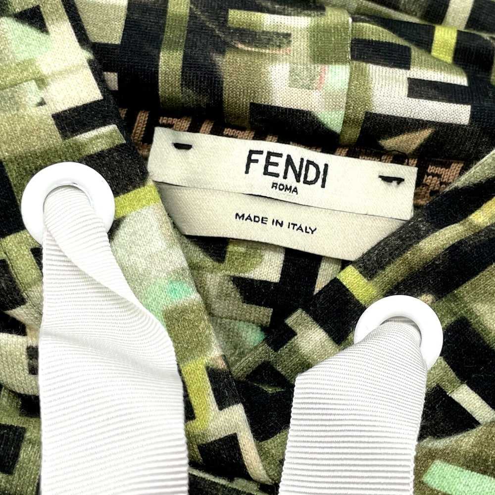 FENDI Hoodie FS7035 cotton green FF Zucca pullover Women XXS Used Authentic