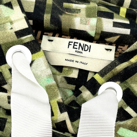 FENDI Hoodie FS7035 cotton green FF Zucca pullover Women XXS Used Authentic