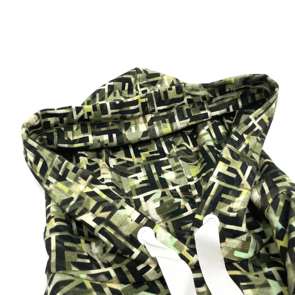 FENDI Hoodie FS7035 cotton green FF Zucca pullover Women XXS Used Authentic
