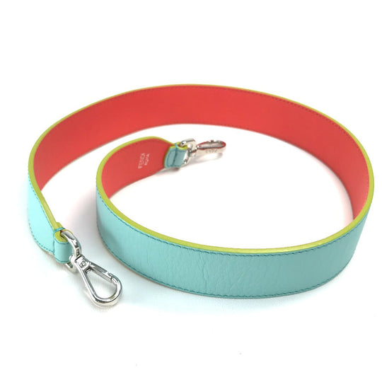 FENDI Shoulder strap leather Light blue x orange x yellow By color Strap you Women Used Authentic