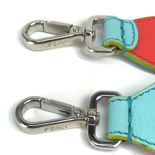 FENDI Shoulder strap leather Light blue x orange x yellow By color Strap you Women Used Authentic