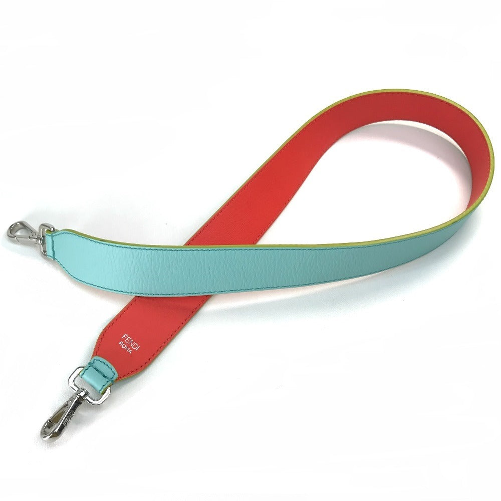 FENDI Shoulder strap leather Light blue x orange x yellow By color Strap you Women Used Authentic