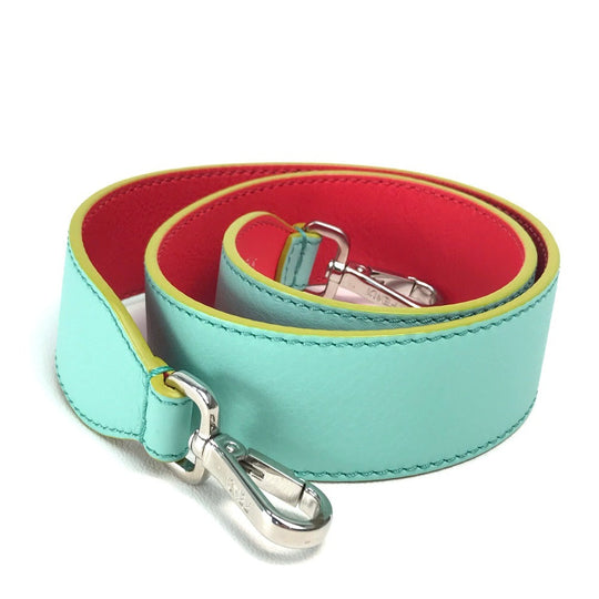 FENDI Shoulder strap leather Light blue x orange x yellow By color Strap you Women Used Authentic