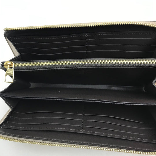 LOUIS VUITTON Long Wallet Purse M63104 Taurillon Clemence Leather Beige x Gold Metal Monogram flower Portefeuille Comet Women Used Authentic