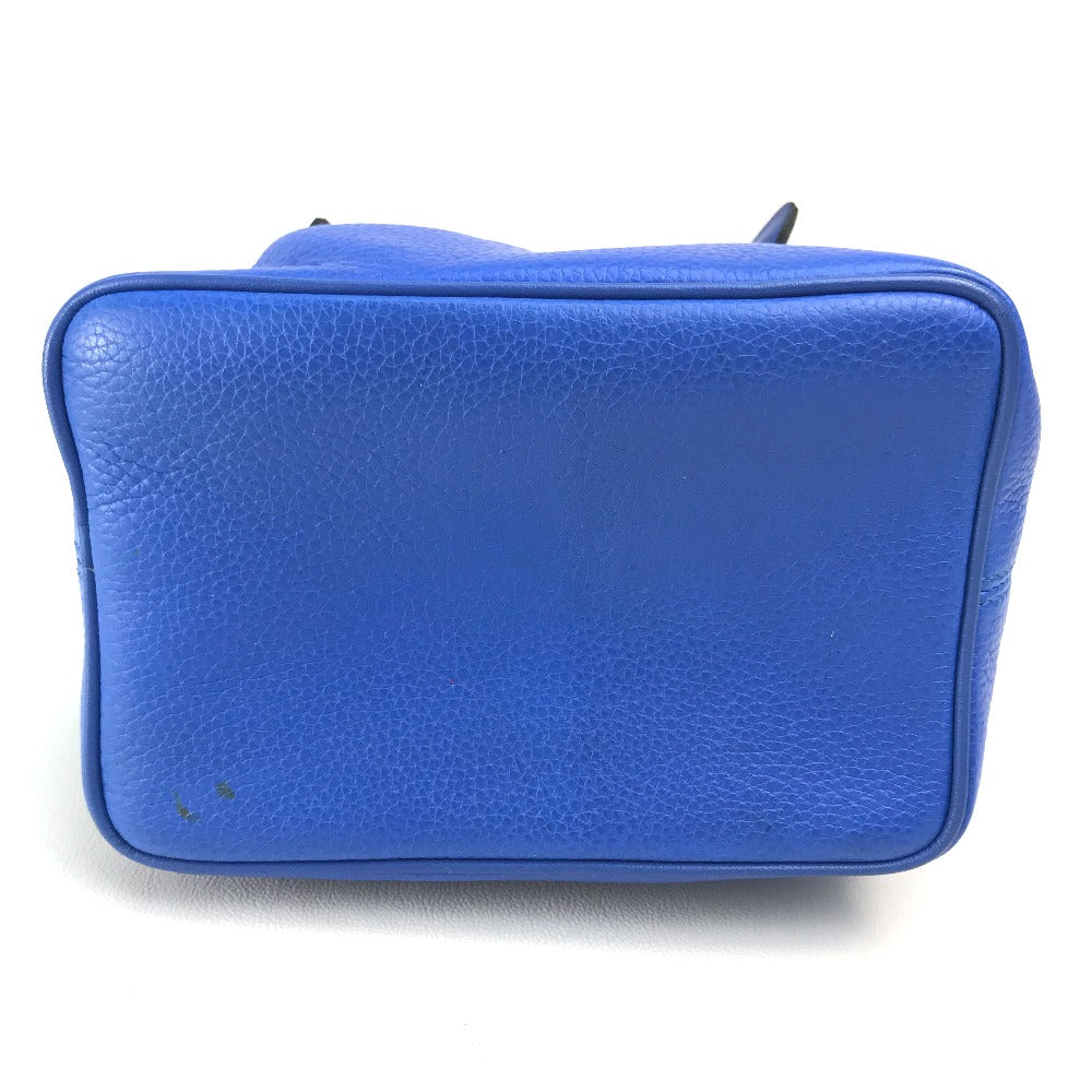 CELINE Pouch leather Blue x Gold Metal vintage logo Women Used Authentic