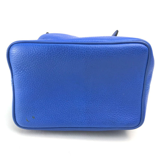 CELINE Pouch leather Blue x Gold Metal vintage logo Women Used Authentic
