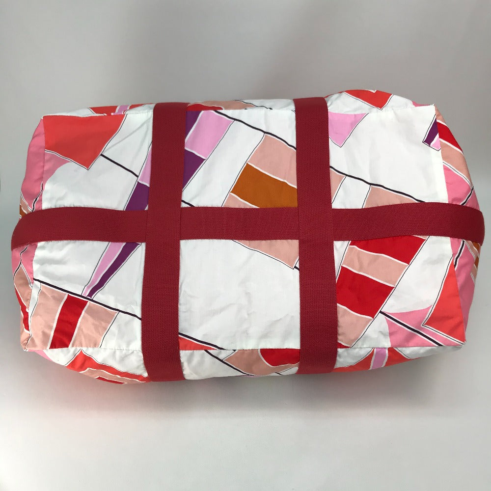 HERMES Tote Bag cotton Pink x Red type Beach bag Cabas Drapeaux au vent Women Used Authentic