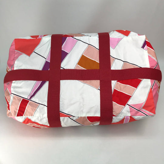 HERMES Tote Bag cotton Pink x Red type Beach bag Cabas Drapeaux au vent Women Used Authentic