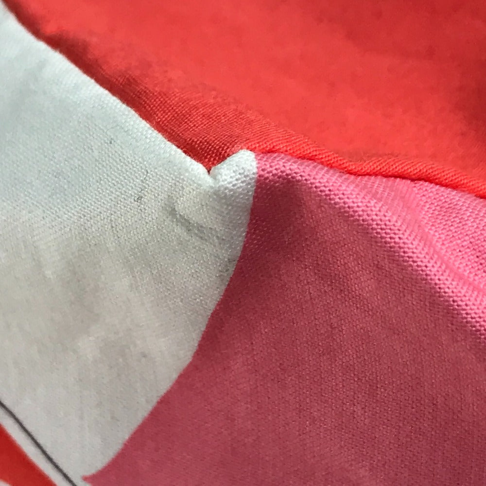 HERMES Tote Bag cotton Pink x Red type Beach bag Cabas Drapeaux au vent Women Used Authentic