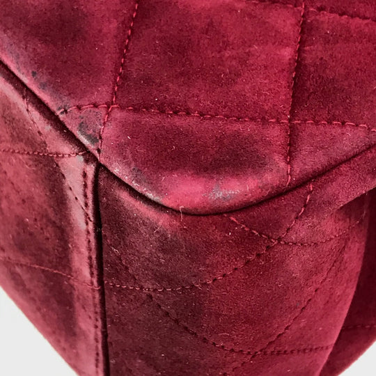CHANEL Shoulder Bag suede Bordeaux CC COCO Mark Decama Trasse 34 Women Used Authentic