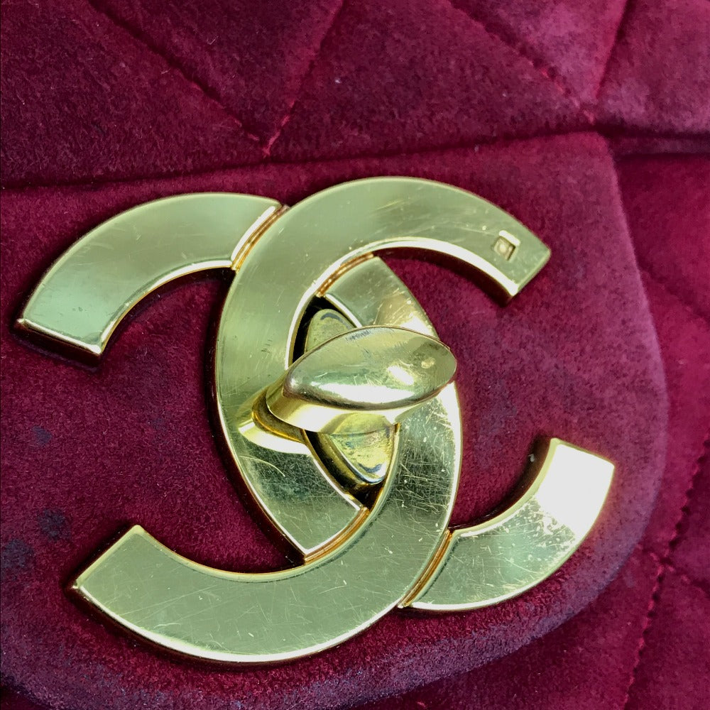 CHANEL Shoulder Bag suede Bordeaux CC COCO Mark Decama Trasse 34 Women Used Authentic