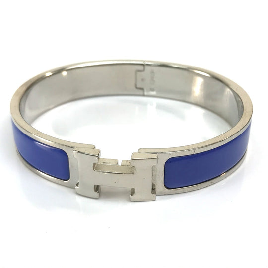 HERMES Bangle metal Blue / Silver Click crack PM Women Used Authentic