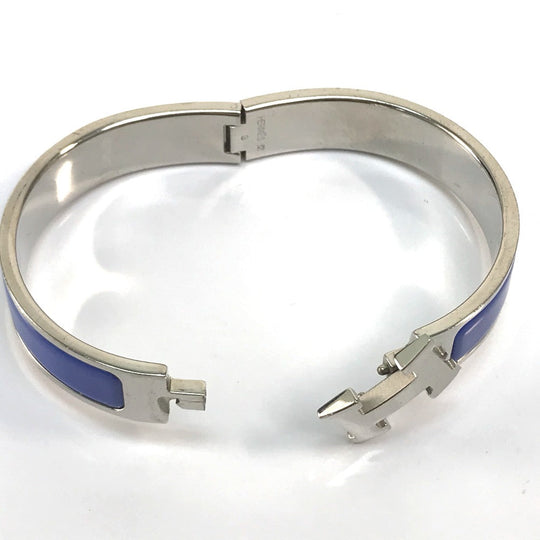 HERMES Bangle metal Blue / Silver Click crack PM Women Used Authentic