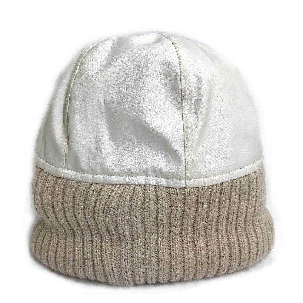CHANEL Knit hat polyester Ivory / beige CC COCO Mark Sports line logo Women S Used Authentic