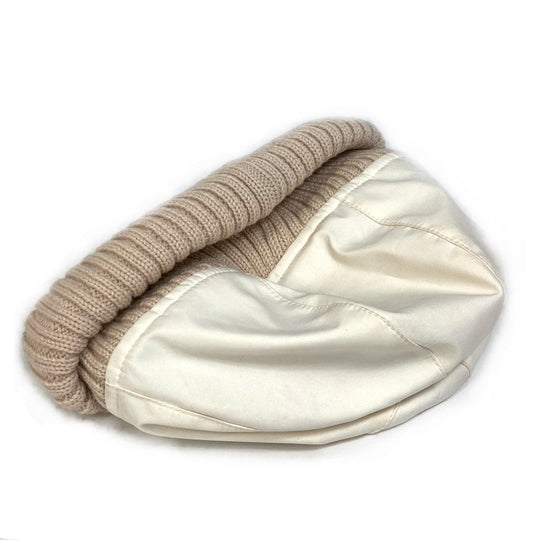 CHANEL Knit hat polyester Ivory / beige CC COCO Mark Sports line logo Women S Used Authentic