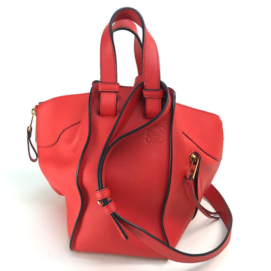 LOEWE Handbag 387.30.N60 leather Red Hammock small logo Women Used Authentic